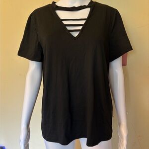 Black V-Neck Strappy Women's Top